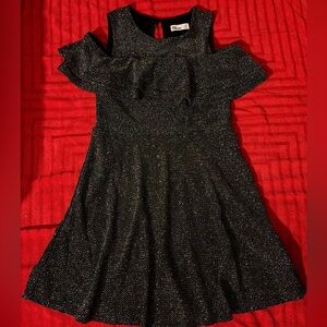 Black sparkling ruffle kids dress